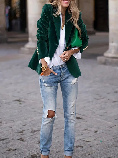 Elegant Velvet Blazer Jacket for Women