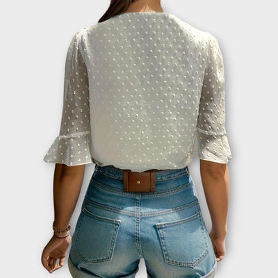 Blouse with Deep Neckline – Soft-Touch Statement Piece for Elegant Evenings or Weekend Styling