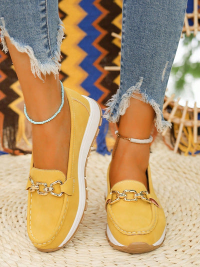 Elegant Flat Loafers with Buckle Design