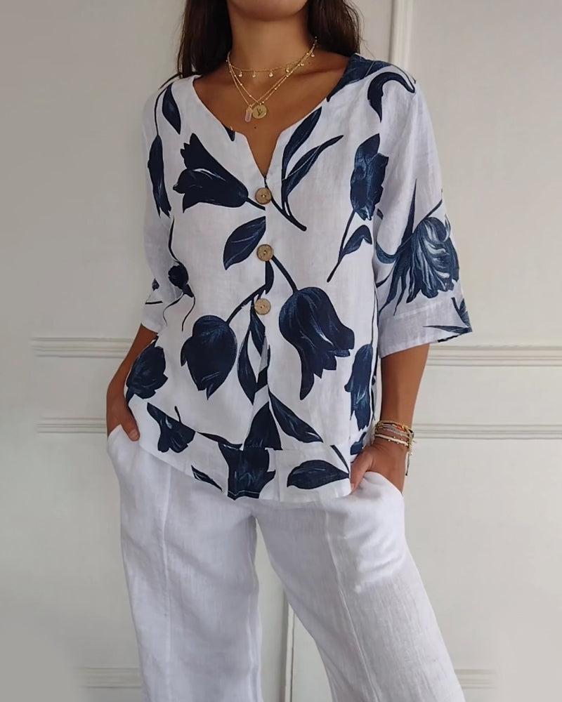 Relaxed Fit Floral Cotton Top