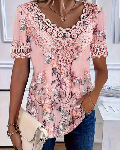 Classic Blue Lace Top with Gentle Texture