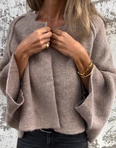 Neutral Draped Knit Top