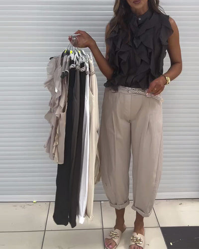 Soft Feel Ruffle Top with Elegant Drape