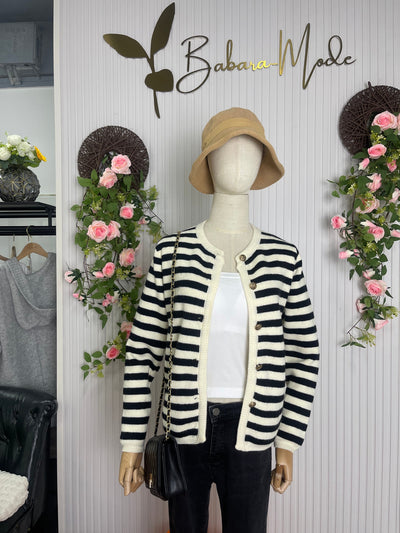 Timeless Striped Sweater Cardigan