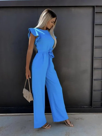 Women's Jumpsuit with Ruffled Sleeves