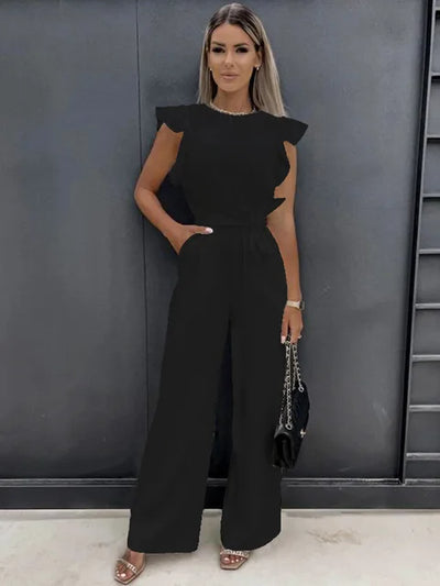 Women's Jumpsuit with Ruffled Sleeves