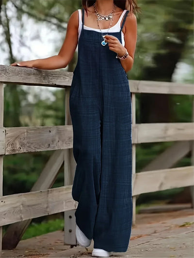 Casual Wide Leg Overalls With Pockets