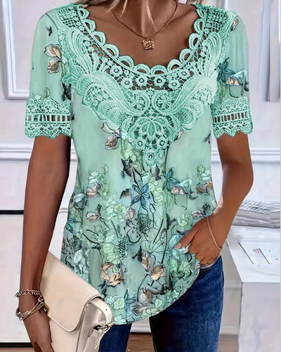 Classic Blue Lace Top with Gentle Texture