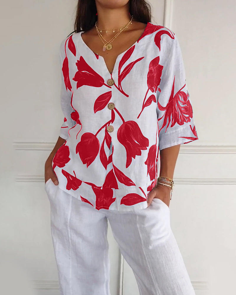 Relaxed Fit Floral Cotton Top