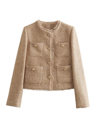 Stylish Tweed Cropped Jacket