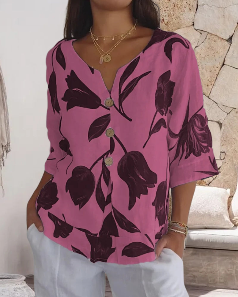 Relaxed Fit Floral Cotton Top