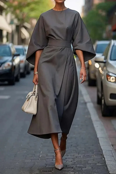 Elegant dress With Cap Sleeves and Belt