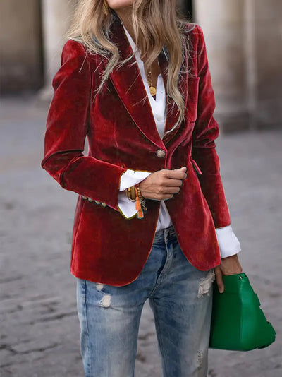 Elegant Velvet Blazer Jacket for Women