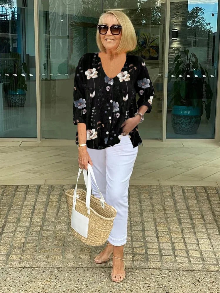 Cotton and Linen Floral Top