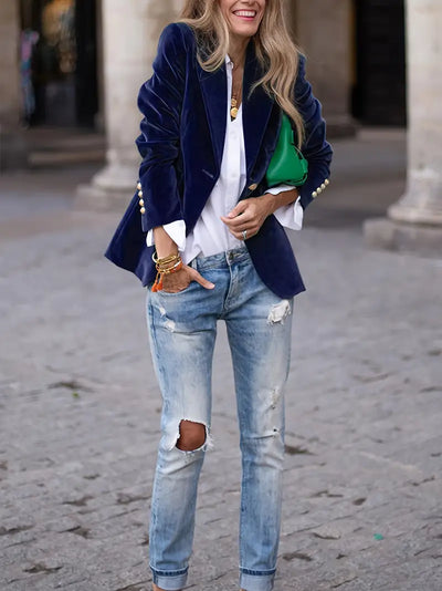 Elegant Velvet Blazer Jacket for Women