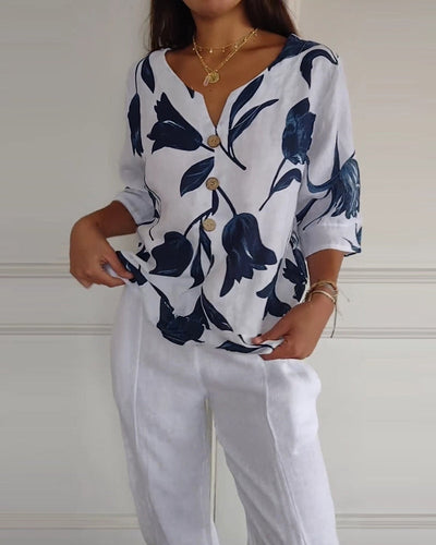 Relaxed Fit Floral Cotton Top