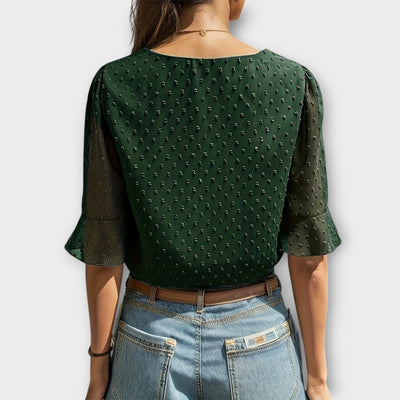 Blouse with Deep Neckline – Soft-Touch Statement Piece for Elegant Evenings or Weekend Styling