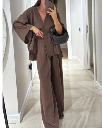 Comfortable V-Neck Casual Two-Piece Set