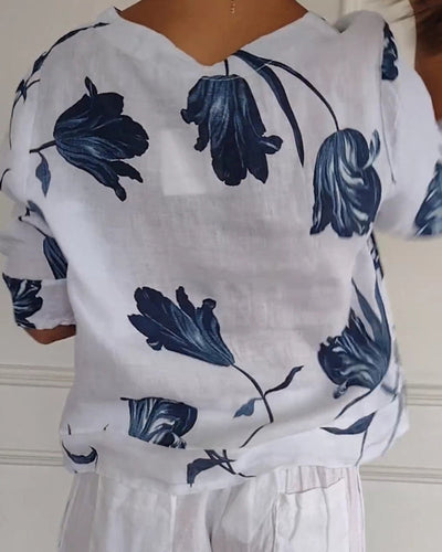 Relaxed Fit Floral Cotton Top