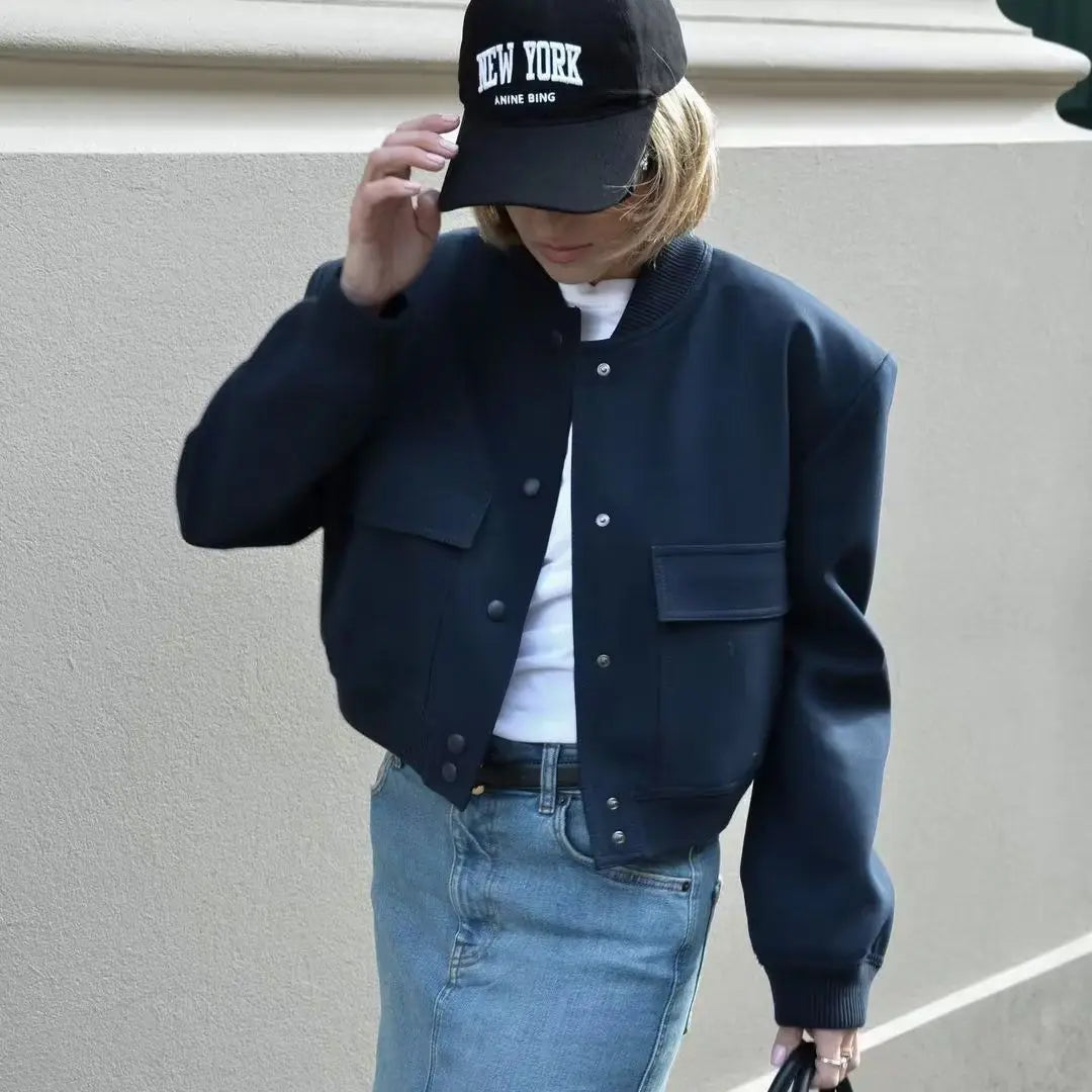 Crop Long Sleeve  Bomber Jacket