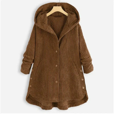 Ribbed Hooded Winter Coat for Women