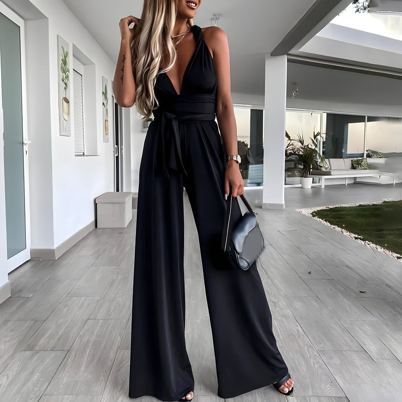 Sleeveless Jumpsuit with V-neck for Women