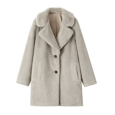 Elegant Long Faux Fur Coat Women