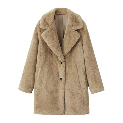 Elegant Long Faux Fur Coat Women