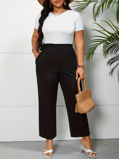 Comfortable High Waist Striped Pants
