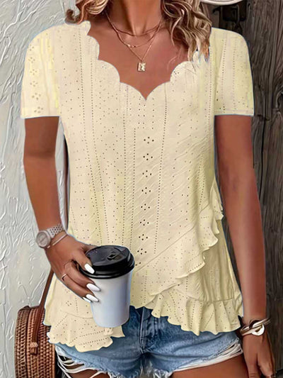 Summer Solid Color Jacquard T-Shirt