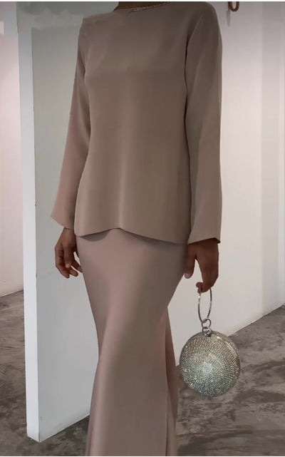 Two-Piece Pearl Floor-Length Gown