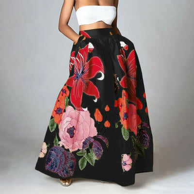 Women's Floral Stylish Print High-Waisted Skirt
