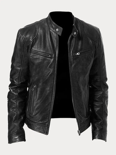 Vintage Look Casual Leather Coat