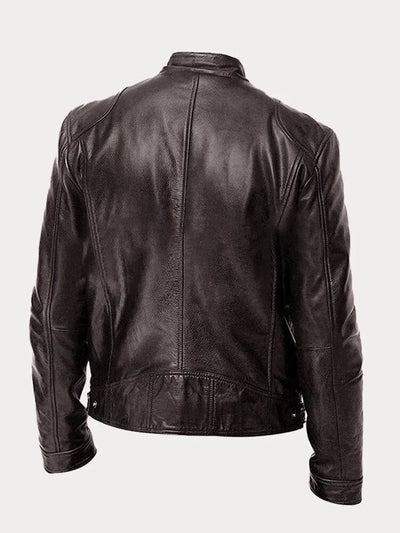 Vintage Look Casual Leather Coat