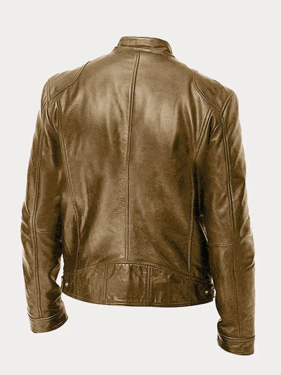 Vintage Look Casual Leather Coat