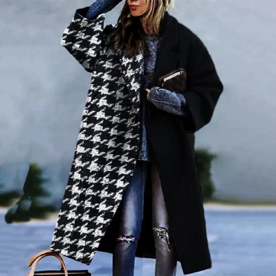 Long Women's Coat with Stylish Designer Patterns