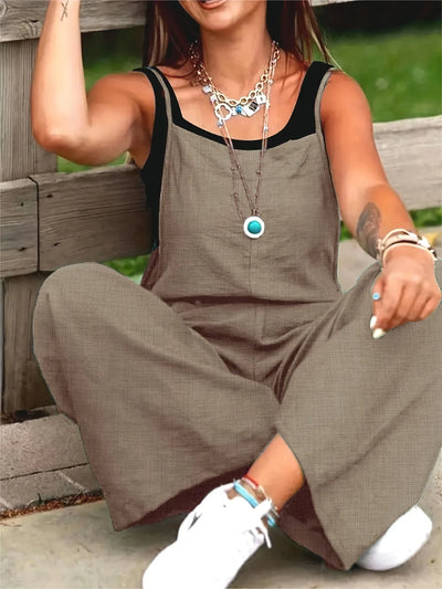 Casual Wide Leg Overalls With Pockets
