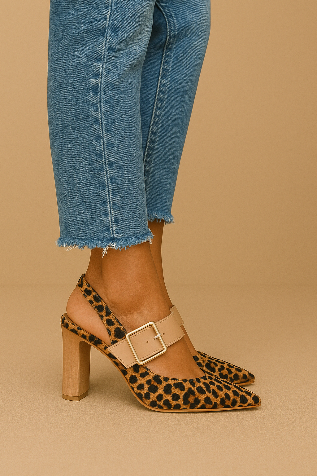 Chic Leopard Print Block Heel