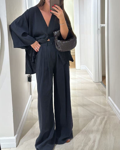 Comfortable V-Neck Casual Two-Piece Set