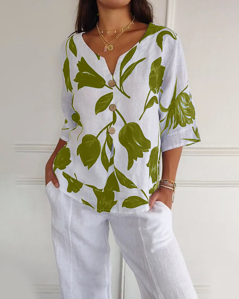 Relaxed Fit Floral Cotton Top