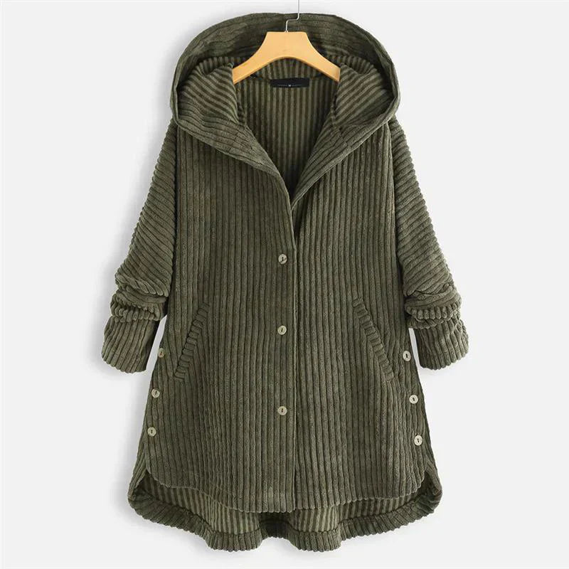 Ribbed Hooded Winter Coat for Women