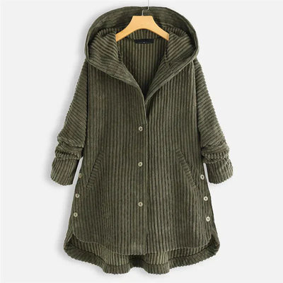 Ribbed Hooded Winter Coat for Women