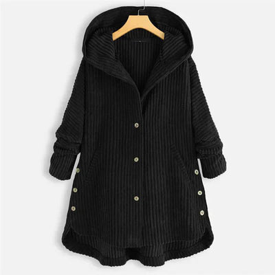 Ribbed Hooded Winter Coat for Women